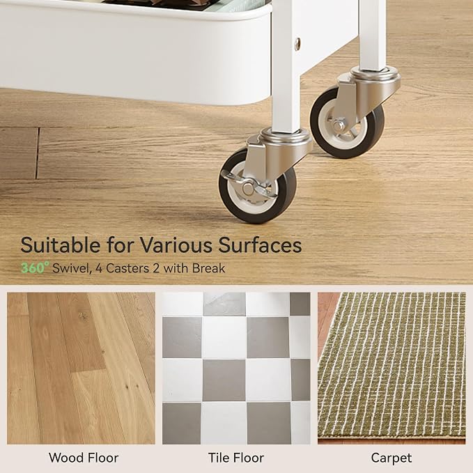 Nunsino 3 Tier Rolling Cart, Utility Cart - Image 5