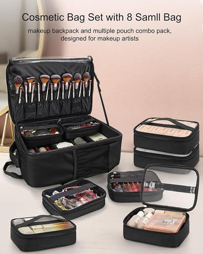 Makeup Backpack Professional Cosmetic Artist Bag Extra Large Travel Train Case - Image 5