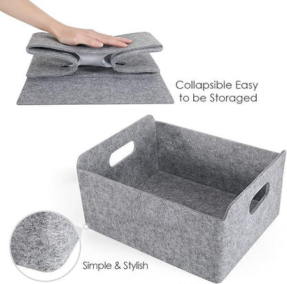 Welaxy Storage Baskets Collapsible Felt Storage bin Foldable Shelf Drawers - Image 2