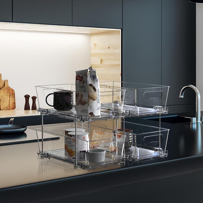 Simple Houseware 2Pcs 2-Tier Slim Drawer Cabinet Pull-Out Organizer - Image 8