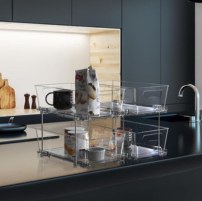 Simple Houseware 2Pcs 2-Tier Slim Drawer Cabinet Pull-Out Organizer - Image 8