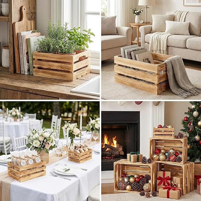 Set of 6 Decorative Wood Crates - Image 7