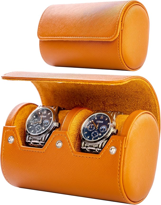 MR.OKAY 2 Watch Travel Case -Premium Leather by MR.OKAY