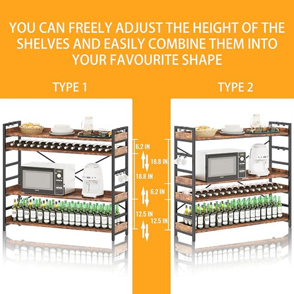 HCHQHS 4 Tier Bookshelf, Adjustable Industrial Bookcase, Vertical Tall Book - Image 4