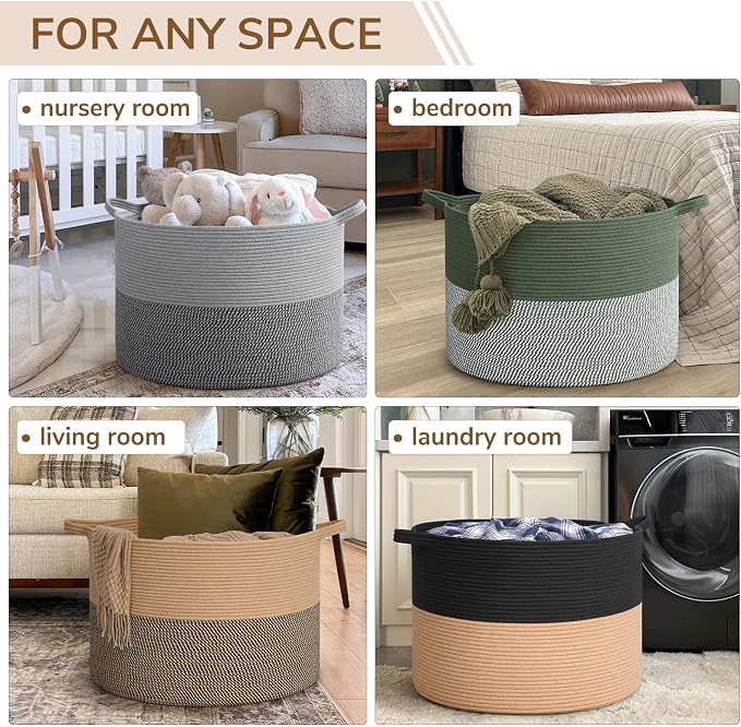 INDRESSME 115L Extra Large Blanket Basket, Woven Baskets - Image 4