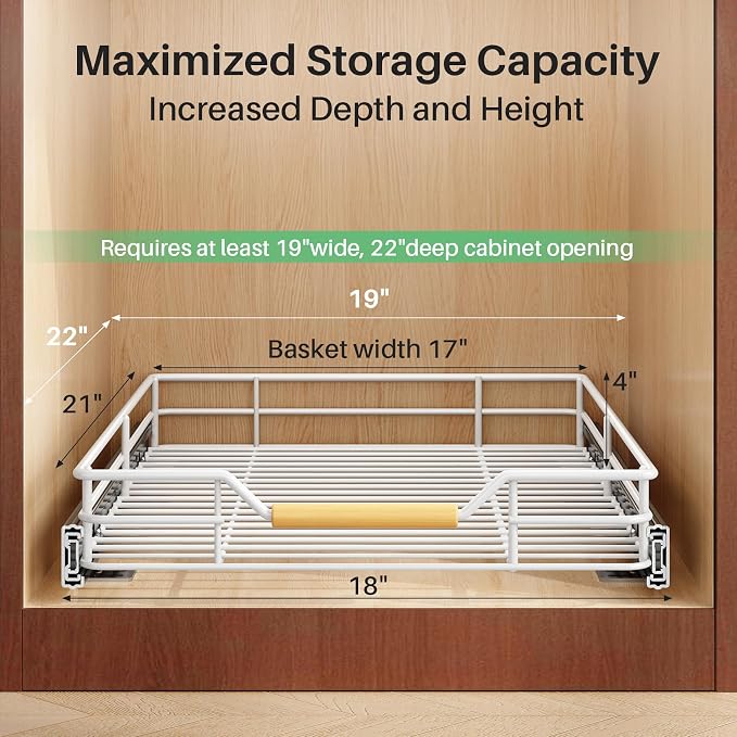 Pull out Cabinet Organizer, Heavy Duty Smooth Sliding Under Cabinet Shelves - Image 3