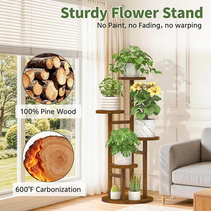 LASZOLA 4 Tiered Wood Plant Stand Indoor Corner - Image 7