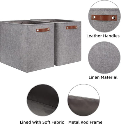 HNZIGE Tall Storage Baskets for Shelves, Rectangular Fabric Organizer - Image 5
