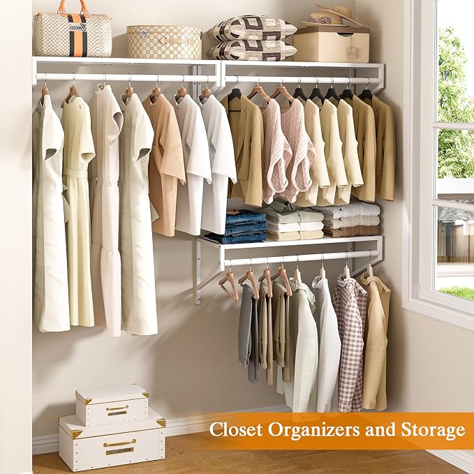 ThreeHio 3 Pack Closet Shelves Wall Mounted, 2.7 ft x 11.8in Wire Closet Shelf - Image 8