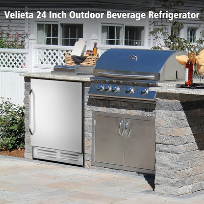 24 Inch Outdoor Beverage Refrigerator Cooler, Stainless Steel Wide Refrigerator - Image 2