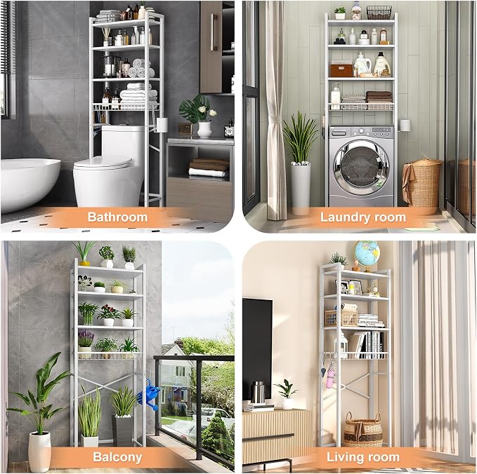 Kalrin Over-The-Toilet Storage Rack, 4-Tier Bathroom Organizer Shelf Over Toilet - Image 3