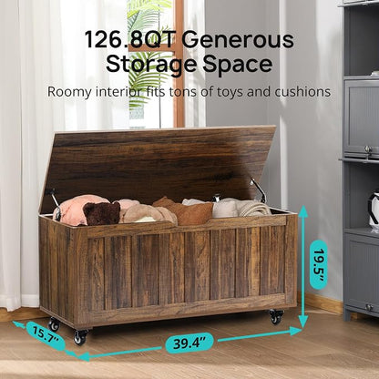 HYZ Storage Chest, 39.4'' Wooden Storage Bench - Image 2