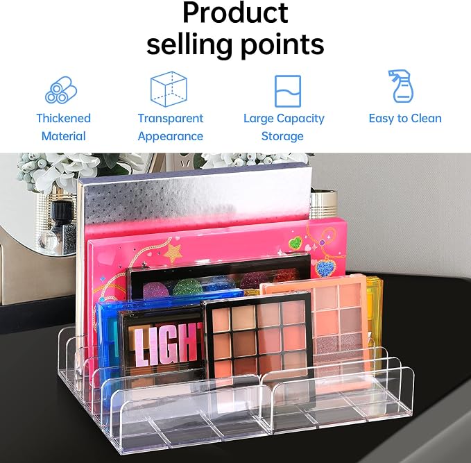 2Pcs Makeup Pallet Organizer, Acrylic Eyeshadow Palette Makeup Organizer - Image 5