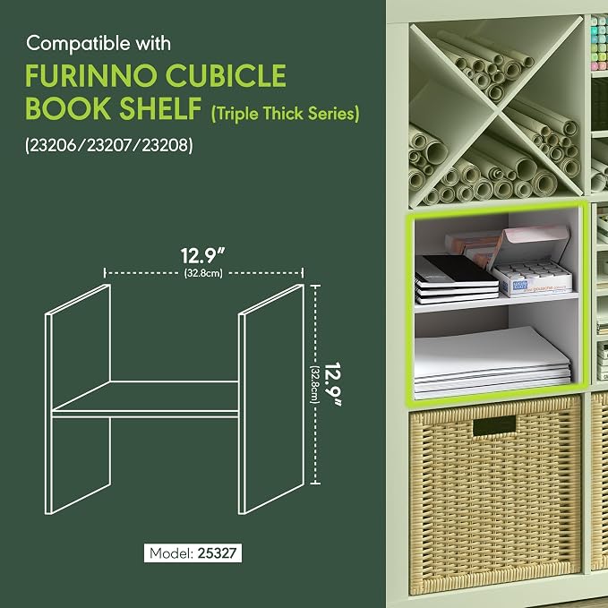 Furinno Cubicle Cube Insert, H-Shelf Cube Organizer, 2-Tier Shelf Accessory - Image 3