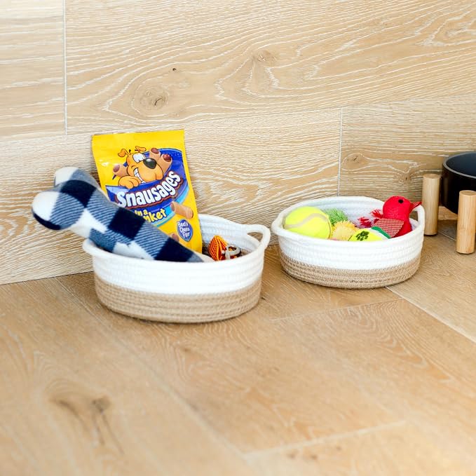 5-Piece Round Woven Cotton Rope Storage Baskets - Image 6