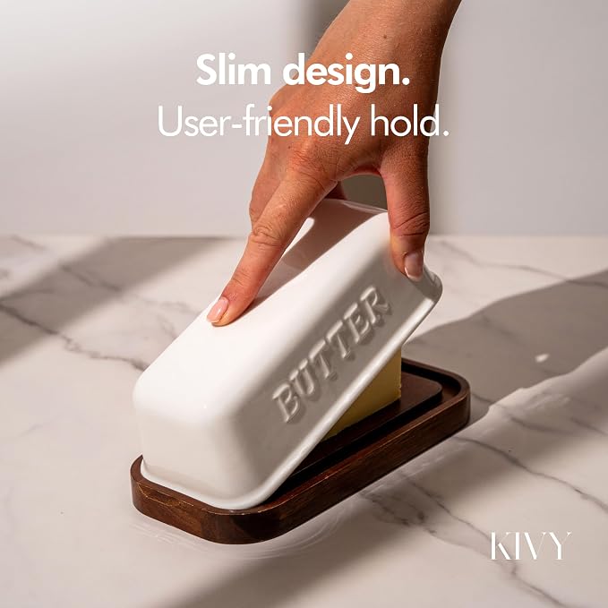 KIVY Ceramic butter dish with airtight lid that keeps butter soft - Image 5
