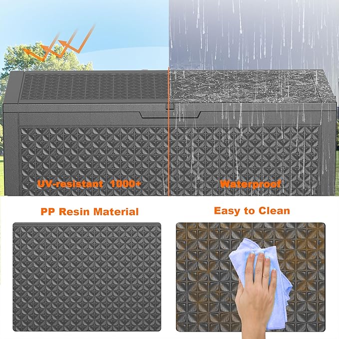 100 Gallon Large Deck Box, Resin Outdoor Storage Box - Image 5