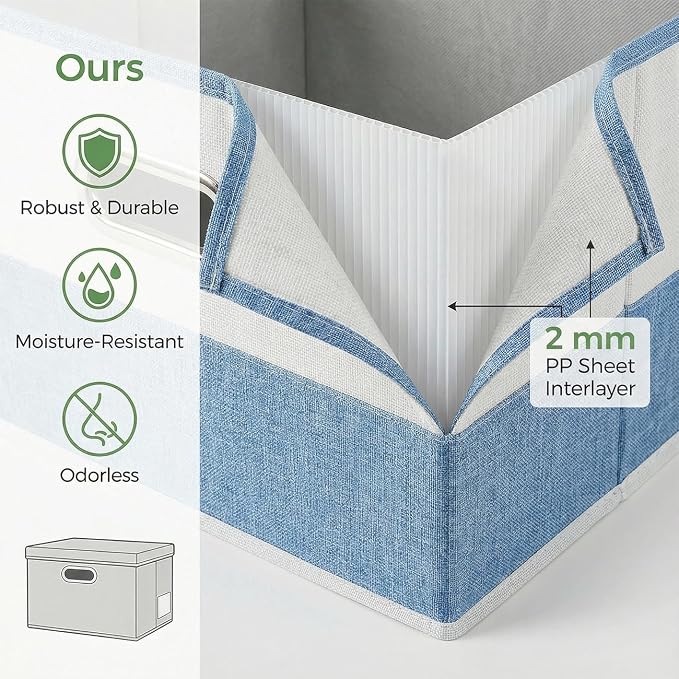 PRANDOM Storage Bins with Lids Linen Fabric Foldable Storage Boxes Organizer - Image 4