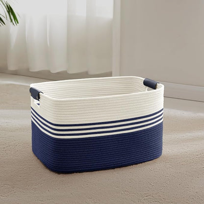 45L Small Laundry Basket with Leather Handles by SunNewt