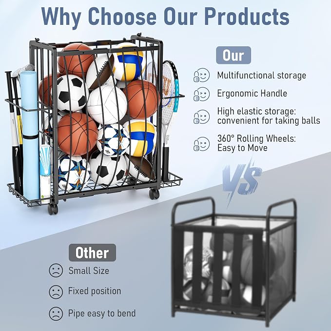 Sports Equipment Garage Organizer, Garage Ball Storage Rack - Image 4
