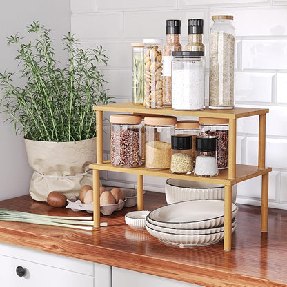 Cabinet Organizer Shelf, Kitchen Counter Shelves, Bamboo Stackable Expandable - Image 6