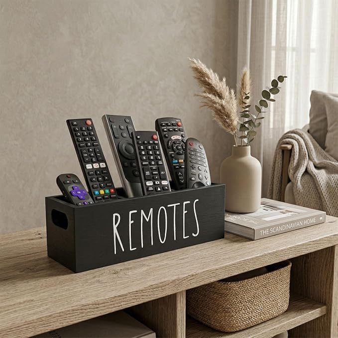 Remote Control Holder, Farmhouse Remote Storage Caddy, Bedside TV Controller Box - Image 5