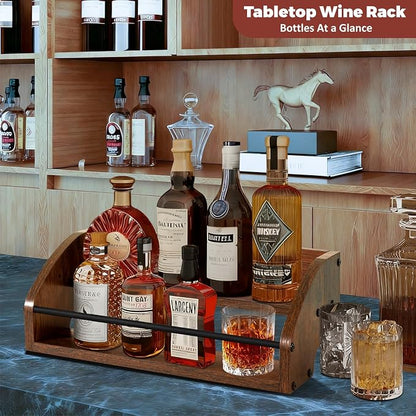 Wooden Countertop Organizer- Liquor Bottle Display Shelf, Coffee Syrup Rack - Image 3