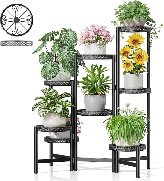 Black Stand Plants, 8-Tier Metal Plant Stands by Unknown