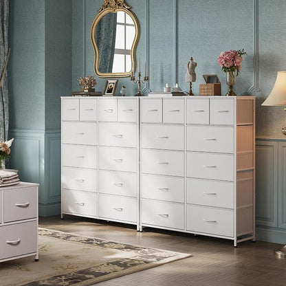 WLIVE 12 Drawer Tall White Fabric Dresser Bedroom Storage Chest | White tall - Image 4