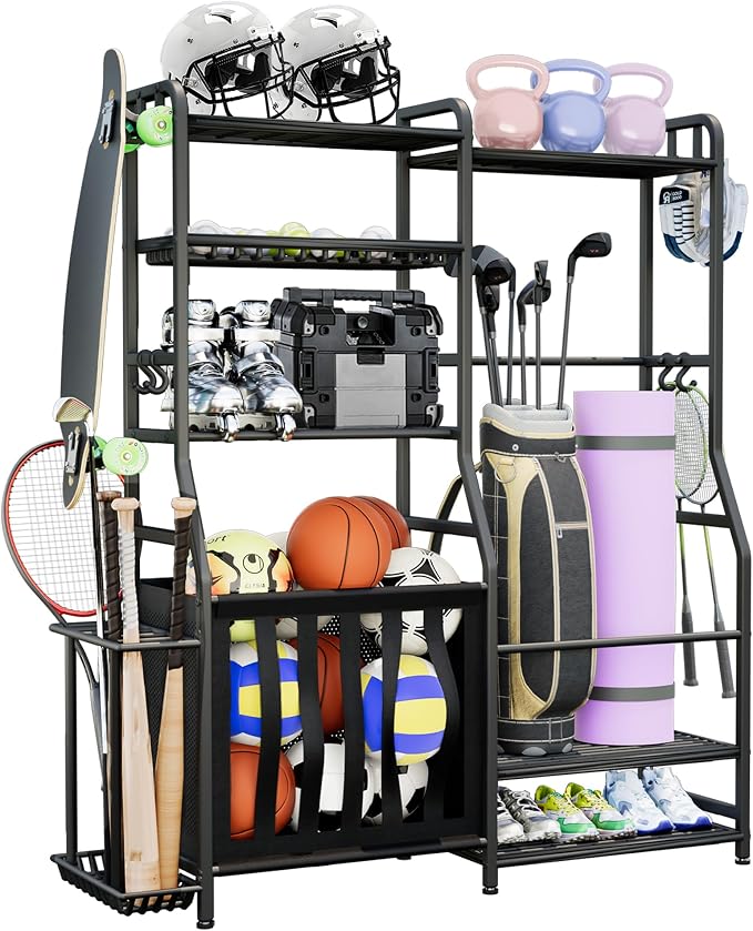 Garage Sports Equipment Organizer, Golf Bag Storage Rack, Heavy Duty Ball Holder by Faesun