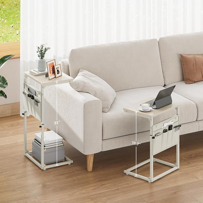 Vagusicc C Shaped End Table, Adjustable Height Small Couch Side Table - Image 7