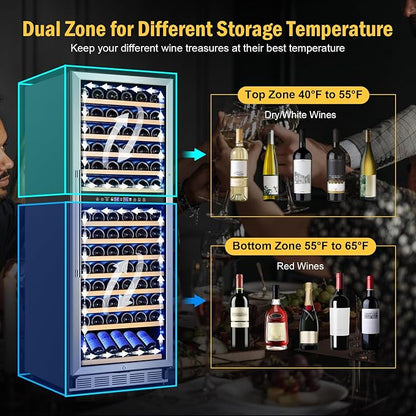 Wine Cooler Refrigerator 24 Inch, 180 Bottles Large Wine Fridge Dual Zones - Image 2