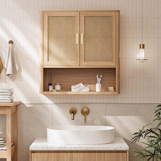 Rattan Bathroom Wall Cabinet - Image 6