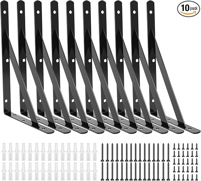 10 Pack L12 x H 8" Heavy Duty Shelf Brackets by Unknown