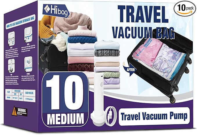 Travel Vacuum Bags with Electric Pump, Vacuum Travel Bags by HIBAG