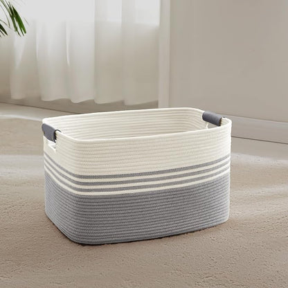 45L Small Laundry Basket with Leather Handles by SunNewt