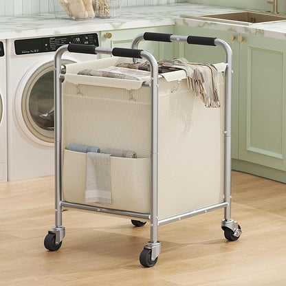 Laundry Basket with Wheels, Rolling Laundry Sorter Cart with Side pockets - Image 2