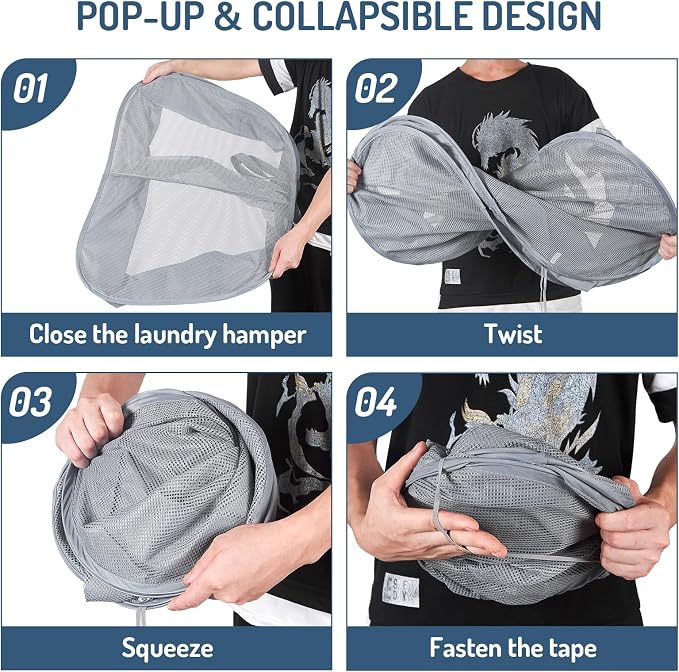 Seiritex Mesh Popup Laundry Hamper 2 Compartment, Collapsible Laundry Sorter - Image 7