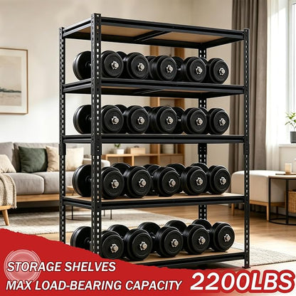 72" H Heavy Duty Garage Shelving, 2400LBS Capacity 5-Tier Storage Shelves - Image 4