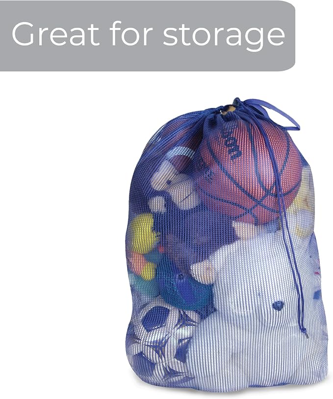 Smart Design Mesh Laundry Bag w/ Handle & Push Lock Drawstring - Image 6