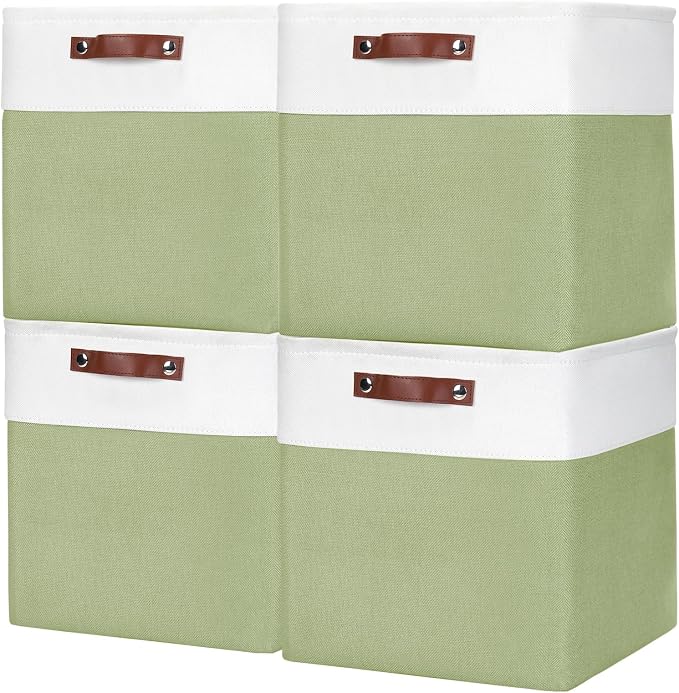 13x13 Cube Storage Bins, Collapsible Fabric Storage Box, 4 Pack Closet Baskets by Bagnizer