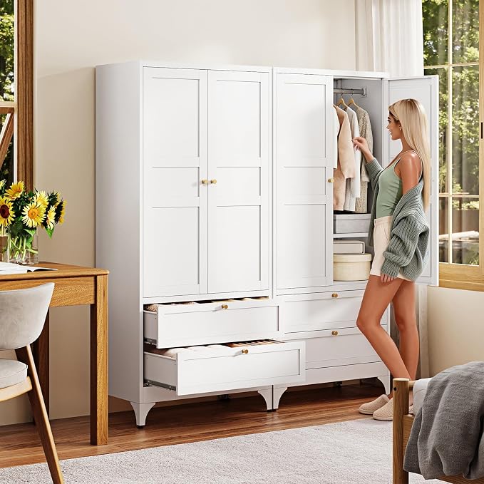 Letaya Metal Armoire Wardrobe Closet - Image 2