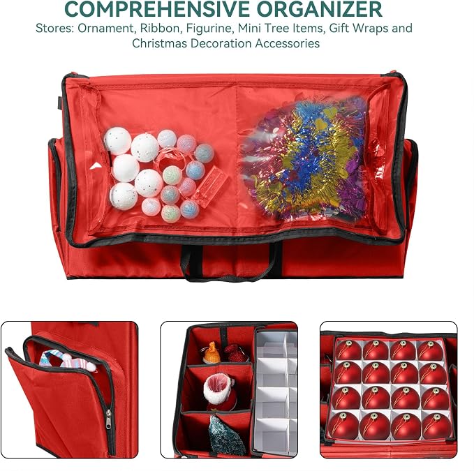 Christmas Ornament Storage Box, 2-in-1 Christmas ornament organizer&Christmas - Image 6