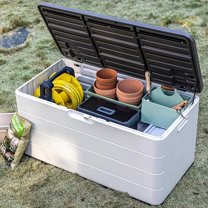 100 Gallon Outdoor Storage Box Waterproof Lockable Resin Deck Box Large - Image 6