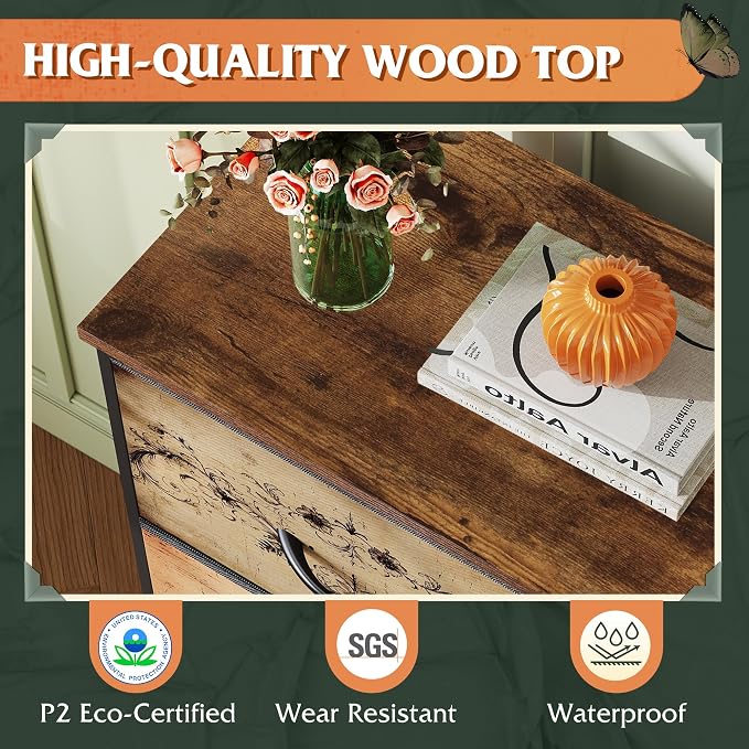 WLIVE Small Dresser Nightstand for Bedroom, 4 Drawers, Pattern | 4 vertical - Image 6