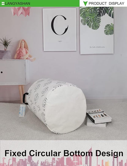 LANGYASHAN Laundry Basket Canvas Fabric Collapsible Organizer Basket - Image 7