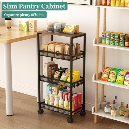 Utility Slim Storage Cart, 4 Tier Rolling Cart - Image 6