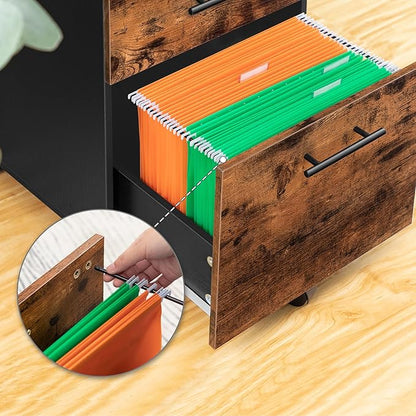 HOOBRO 3-Drawer File Cabinet, Wooden Under Desk Filing Cabinet, fits A4/Letter - Image 4