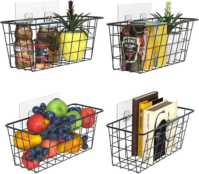 MaraFansie Over the Cabinet Door Organizer Wall Wire Baskets Hanging Kitchen - Image 8