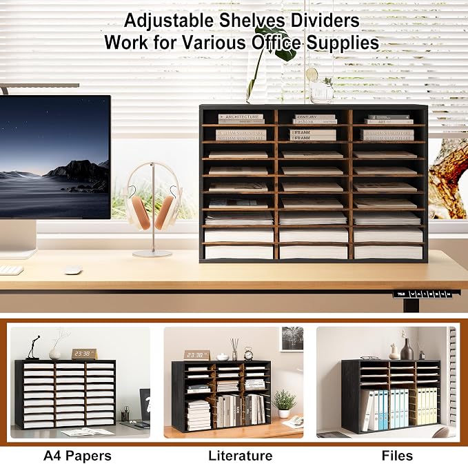 Literature Organizer 27 Slots Wooden Mailboxes - Image 3